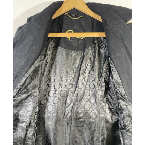 Guess Wool Overcoat Coat Jacket Size M Womens Black Babydoll Button Y2K Preppy - Picture 5 of 9